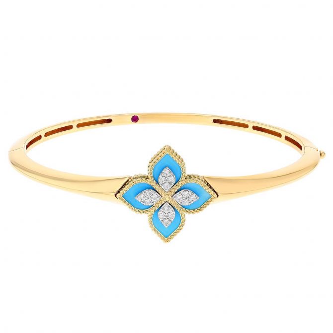 Roberto Coin Princess Flower Turquoise & Diamond Bangle - Be On Park