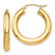 10ky Polished 4mm Lightweight Tube Hoop Earrings