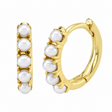 Shy Creation 14K Yellow Gold Cultured Pearl Huggie Earrings