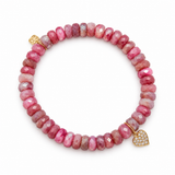 Sydney Evan 14K Yellow Gold Diamond Playing Card Heart Charm Red Moonstone Bracelet