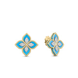 Roberto Coin VENETIAN PRINCESS DIAMOND & TURQUOISE FLOWER EARRINGS