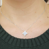 Roberto Coin Medium Venetian Princes Flower Necklace with Diamond and Blue Sapphire
