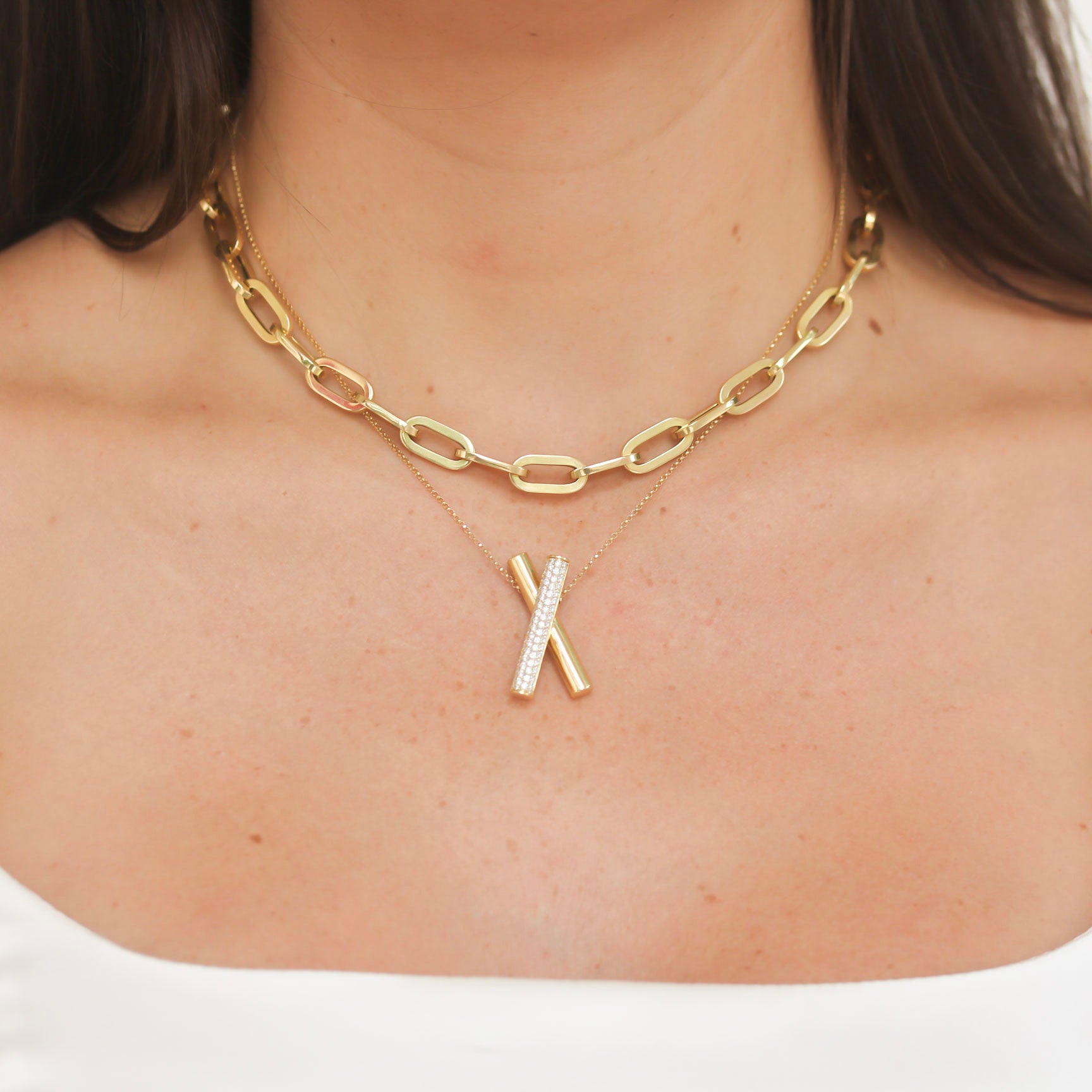 Roberto Coin DOMINO DIAMOND CROSSOVER NECKLACE - Be On Park