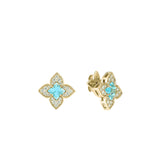 Roberto Coin Venetian Princess Stud Earrings with Diamond and Blue Topaz