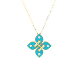 Roberto Coin Venetian Princess Filo Diamond and Turquoise Enamel Necklace - Be On Park