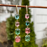 Lauren K Cabochon Pink and Green Tourmaline Joyce Earrings