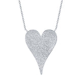 Shy Creation White Gold "Amor" Jumbo Pave Diamond Heart Necklace