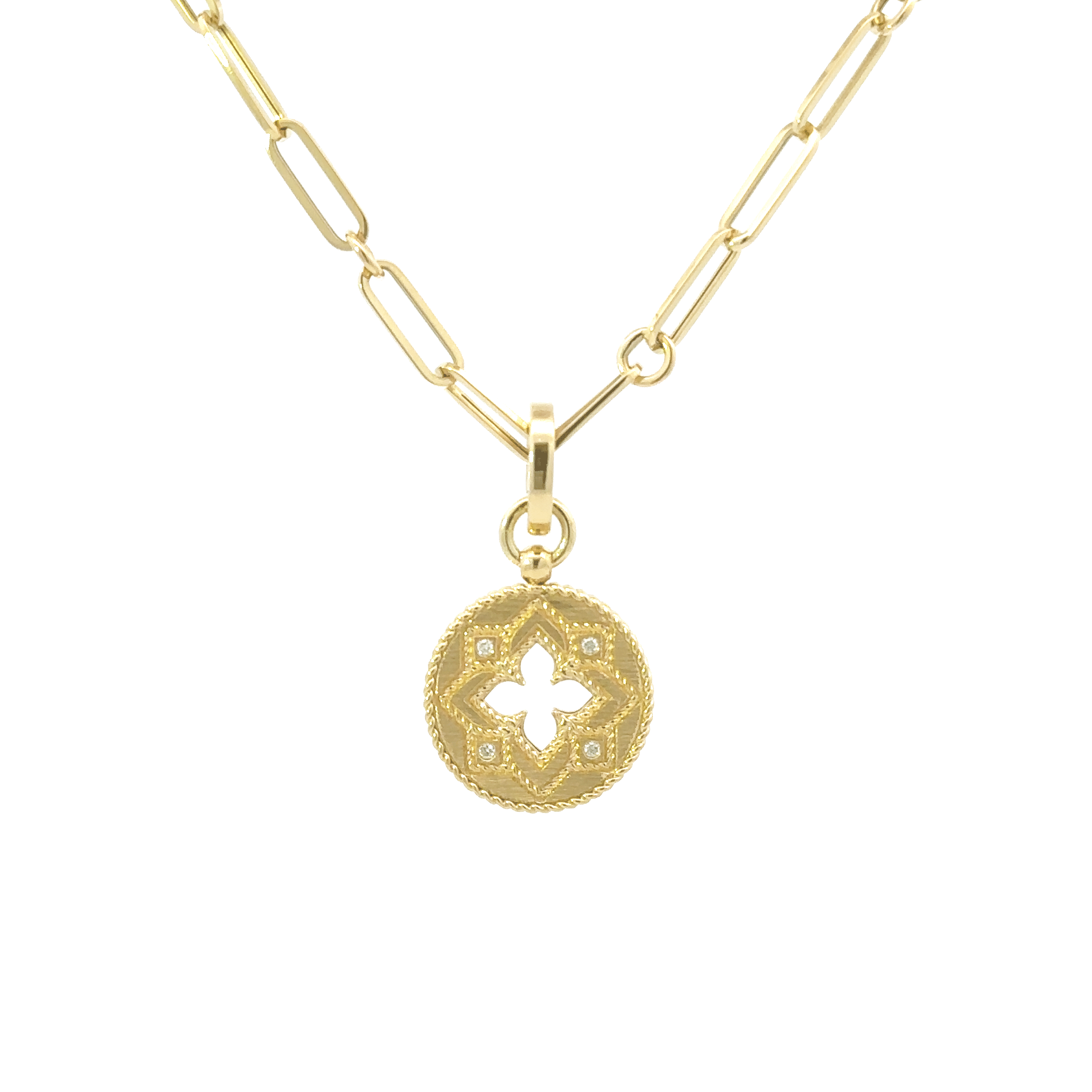 Roberto Coin Venetian Princess Diamond Small Medallion Necklace - Be On Park