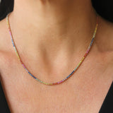 Dilamani 18" ombre rainbow sapphire tennis necklace