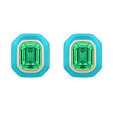 Goshwara 'Queen' Emerald and Turquoise Enamel Studs