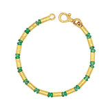 Gurhan Vertigo Gold Emerald Beaded Single-Strand Bracelet, Gold Tubes and Cabochon Beads