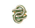 18ky DIA & EME Twisted Ring 1.55cwt DIA 2.54cwt EME