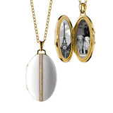 Monica Rich Kosann 32" White Ceramic and Diamond Stripe Oval Locket - Be On Park