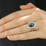 Spark cat's eye tourmaline & diamond ring