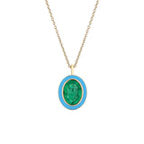 Goshwara 'Queen' Oval Emerald and Turquoise Enamel Pendant Necklace