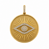 Sydney Evan 14K Yellow Gold Diamond Pavé Protective Eye Luck Coin Charm