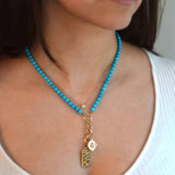 Monica Rich Kosann TURQUOISE NECKLACE with two CHARM STATIONS