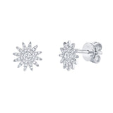 Shy Creation White Gold Diamond Starburst Studs