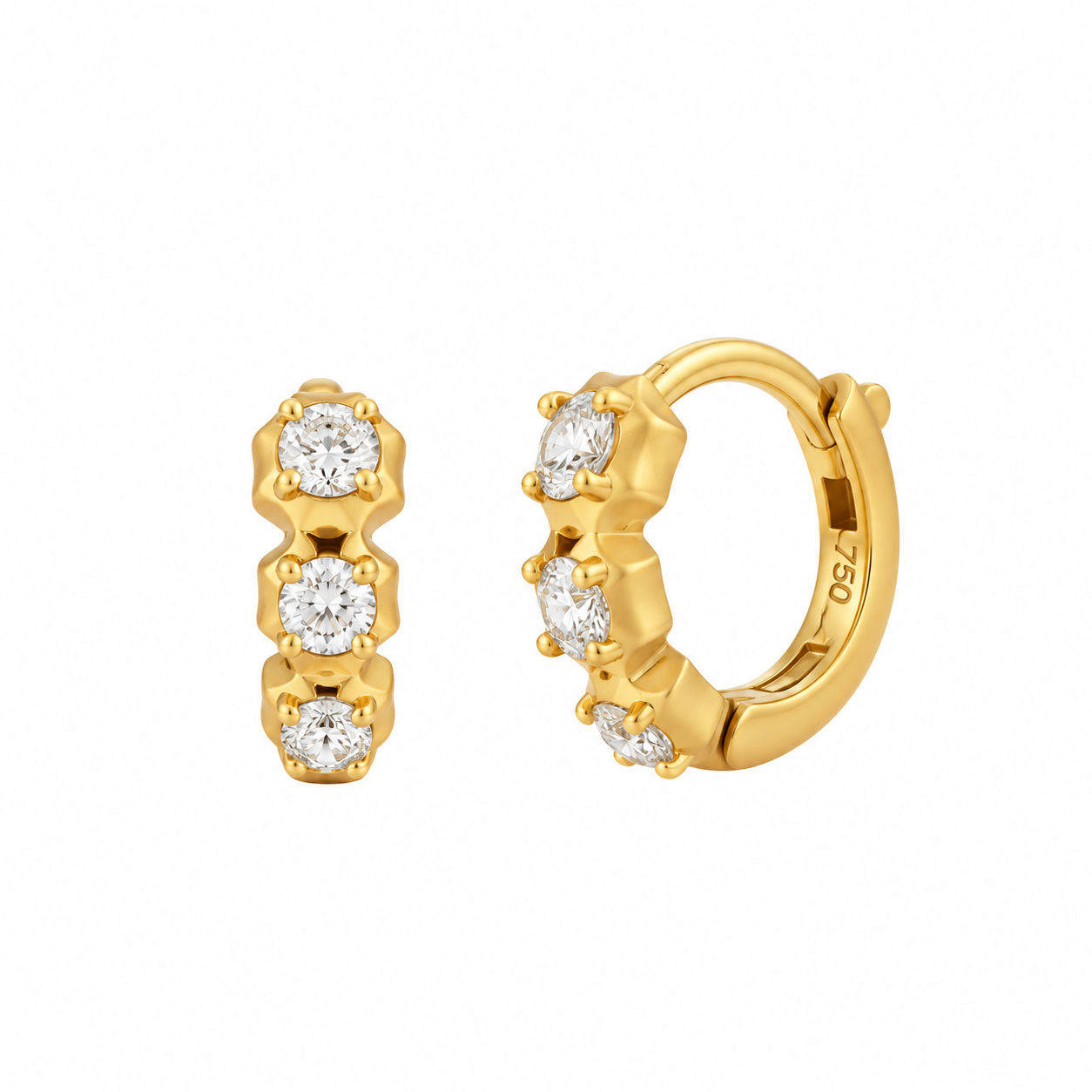 Jade Trau Sophisticate Mini Diamond Huggie Earrings in 18K Yellow Gold - Be On Park