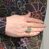Goshwara "Manhattan" Emerald Cut Blue Topaz Bezel Set Ring
