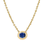 Single Stone Yellow Gold, Platinum, Diamond, & Sapphire Necklace - Be On Park