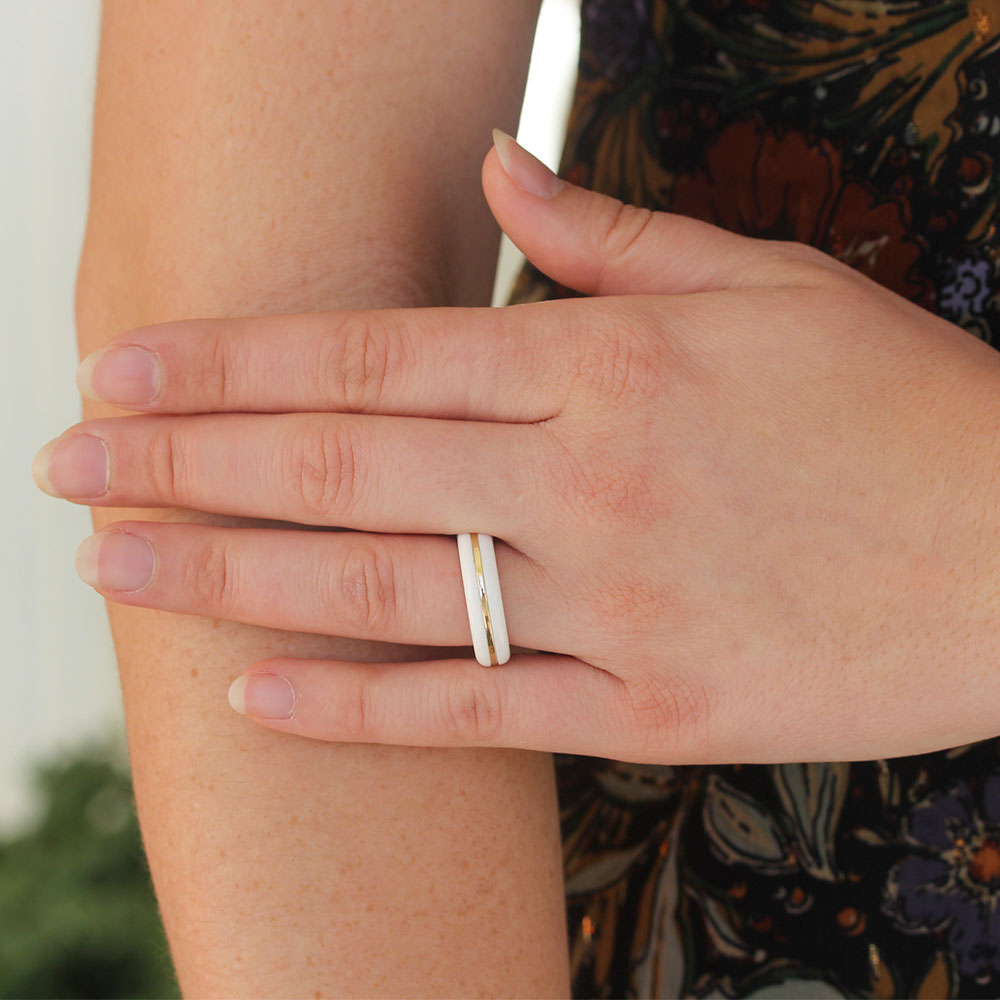 By Pariah Essential Gem Stacking Ring White Agate - Be On Park