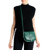 Il Bisonte Archivio Leather Saddle Bag in Verde Orleandro
