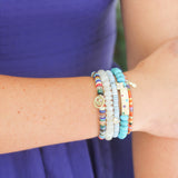Sydney Evan Blue Opal Beaded Bracelet with Moroccan Enamel Charm