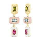Emily P Wheeler Patchwork Drop Earrings with peridot, aquamarine, pink tourmaline, opal and agate