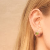 Emily P Wheeler Ombre Button Stud earring with peridot and pink sapphires