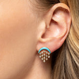 Emily P Wheeler "baby" diamond fringe earrings with turquoise inlay