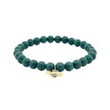 Sydney Evan Malachite Bead Bracelet with Yellow Sapphire, Diamond, and Black Diamond Small Bee Charm