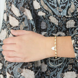 Sydney Evan Oval Gold Beaded Bracelet with Enamel Heart Charm