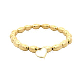 Sydney Evan Oval Gold Beaded Bracelet with Enamel Heart Charm