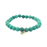 Sydney Evan Green Turquoise Beaded Bracelet with Rainbow Stones Protective Eye Enamel Pendant