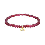 Sydney Evan Smooth Rhodolite Beaded Bracelet with Diamond and Ruby Ladybug Charm