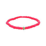 Sydney Evan Hot Pink Ethiopian Opal Bead Bracelet with Scallop Edge Turquoise Rondelle