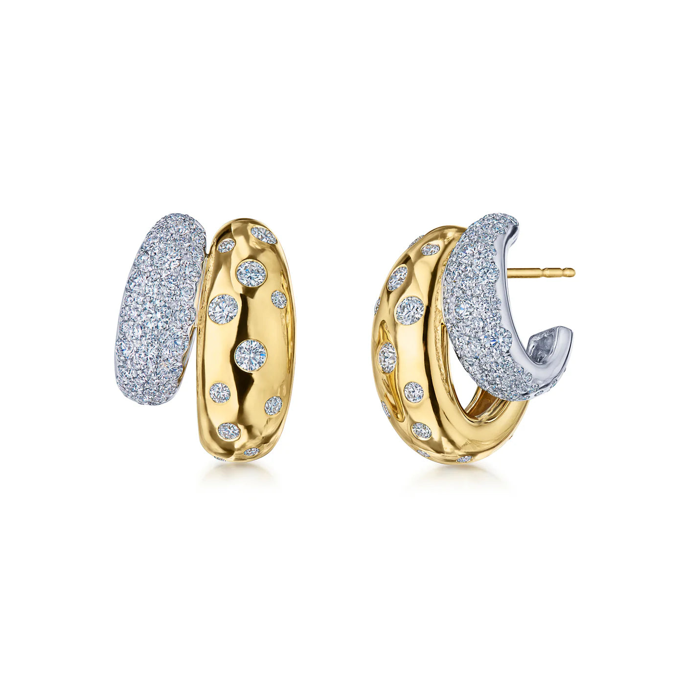 Kwiat Double Huggie Earrings with Diamonds - Be On Park
