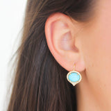 Lauren K Oval Cabochon Turquoise and Diamond Earrings