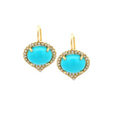 Lauren K Oval Cabochon Turquoise and Diamond Earrings