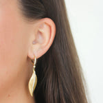 Penny Preville gold and diamond leaf drop earrings - Be On Park