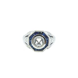 Diamond and Sapphire Millgrained Ring