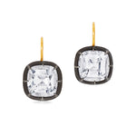 Signed Fred Leighton Cushion White Topaz Collet Drop Earrings - Be On Park