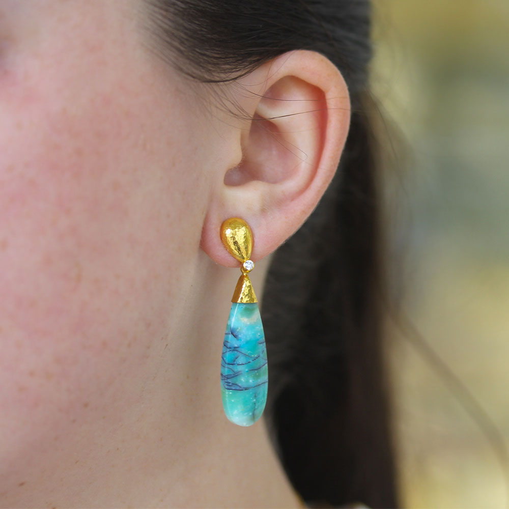 Gurhan Yellow Gold Peruvian Opals & Diamond Drop Earrings - Be On Park
