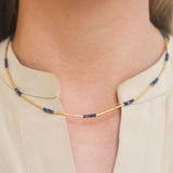 Gurhan Single Strand Sapphire and Gold Tube Beaded Necklace