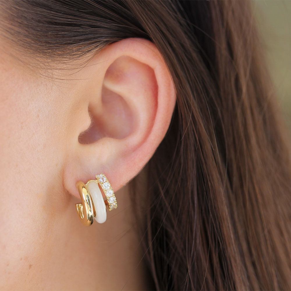 By Pariah Classic Gem Earring Stack with White Jasper - Be On Park