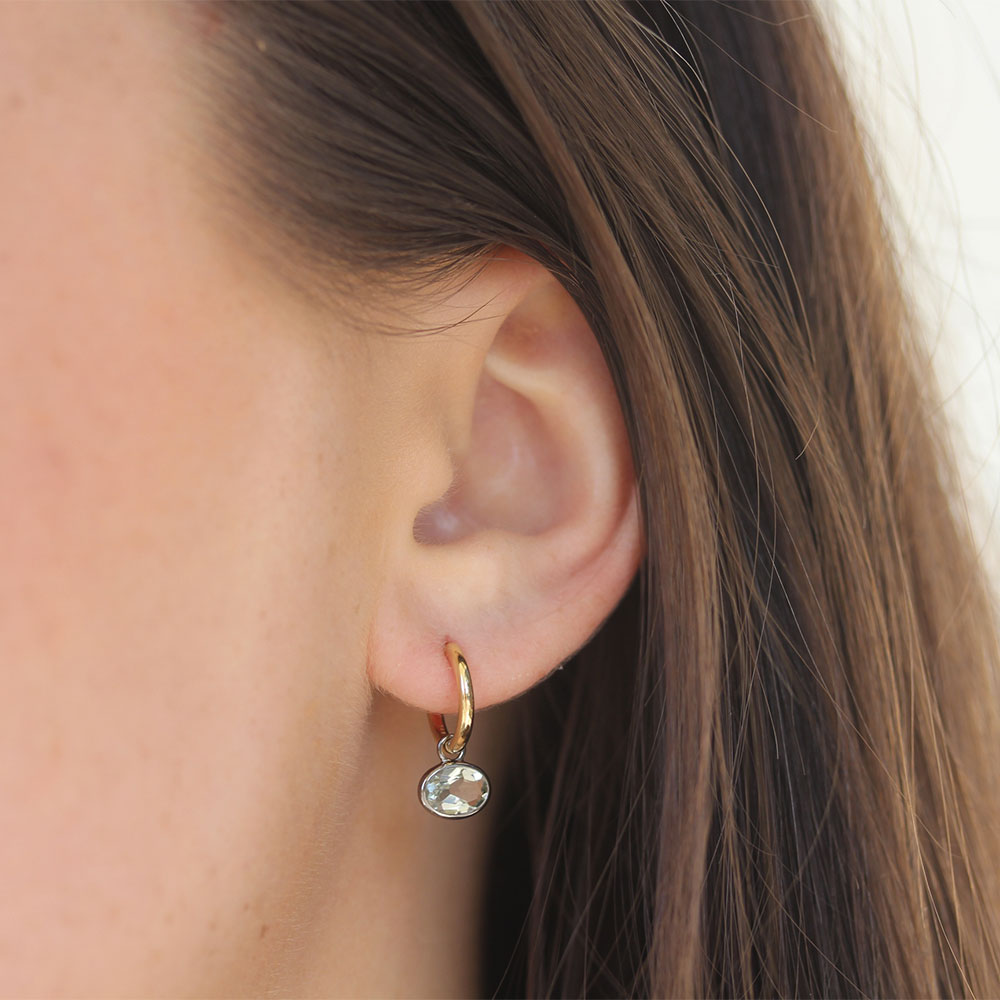 By Pariah Green Amethyst & Black Rhodium Orbit Hoops - Be On Park