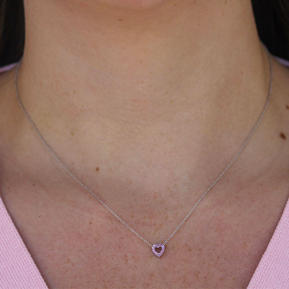 Roberto Coin Diamond and Pink Sapphire Reversible Heart Necklace - Be On Park