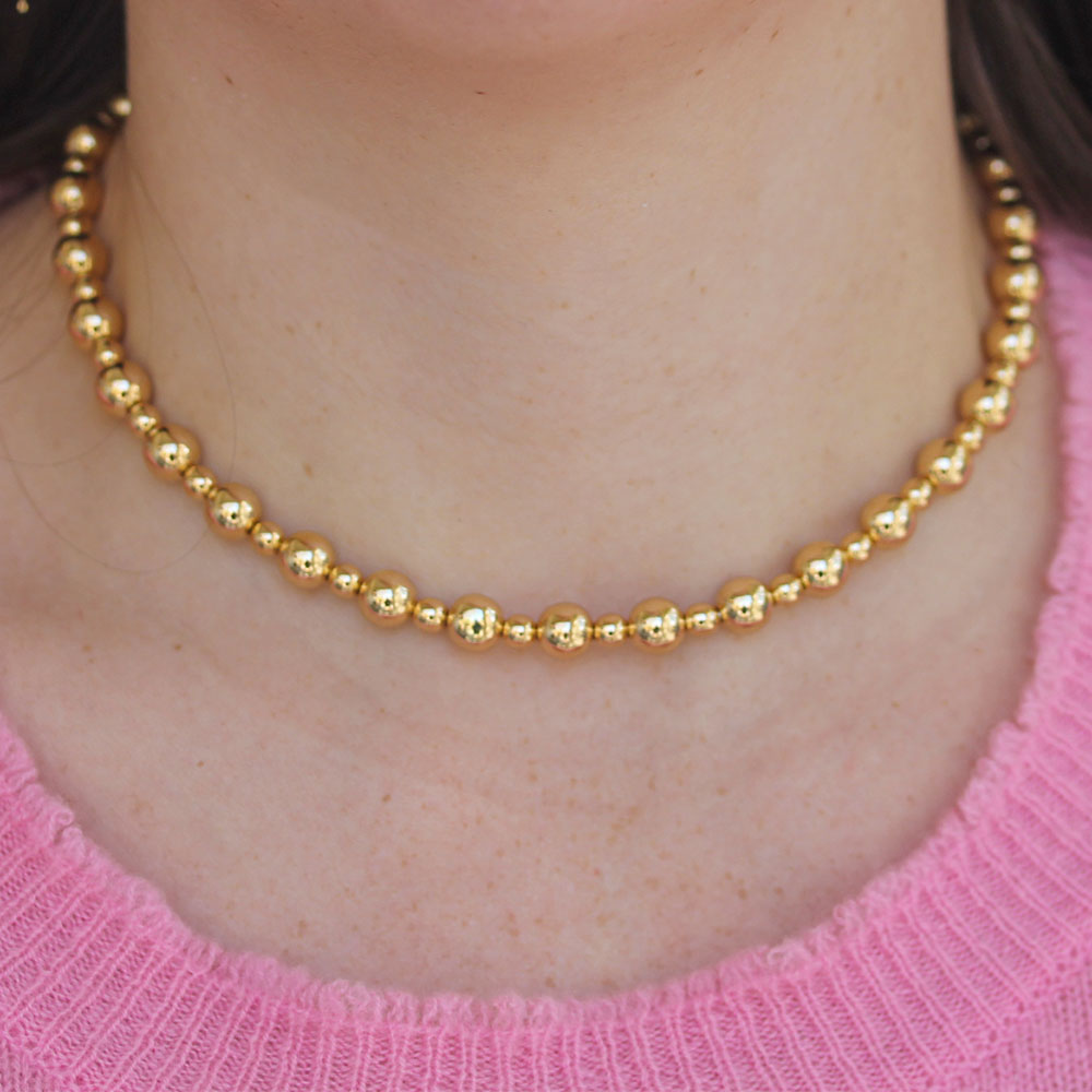 Antonio Papini Gold Ball Stretch Necklace - Be On Park