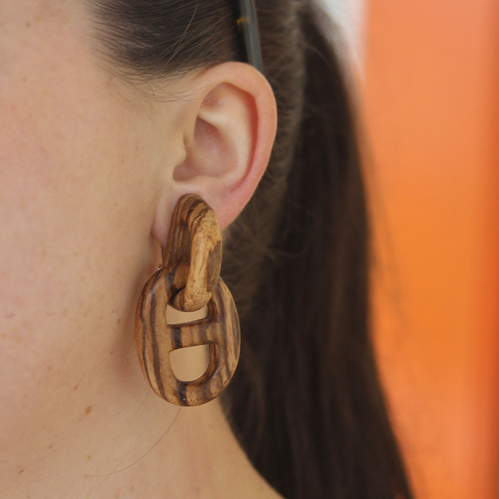 Monies Zema Zebrano & Silverplated Brass Earrings - Be On Park